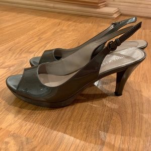 Nine West Patent Leather Slingback Peep Toe Heels